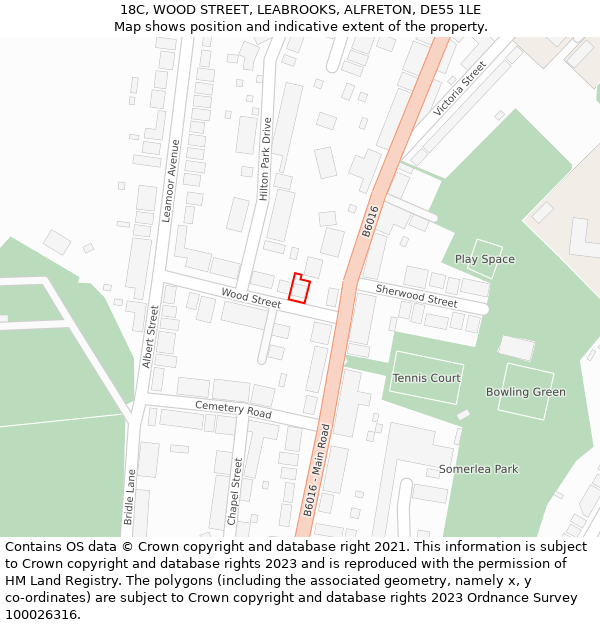 18C, WOOD STREET, LEABROOKS, ALFRETON, DE55 1LE: Location map and indicative extent of plot