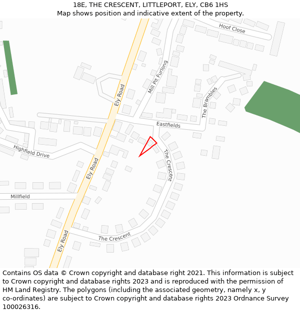 18E, THE CRESCENT, LITTLEPORT, ELY, CB6 1HS: Location map and indicative extent of plot