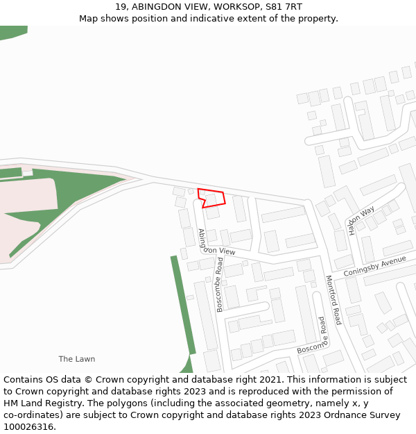 19, ABINGDON VIEW, WORKSOP, S81 7RT: Location map and indicative extent of plot