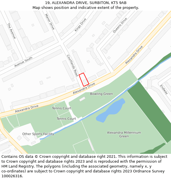 19, ALEXANDRA DRIVE, SURBITON, KT5 9AB: Location map and indicative extent of plot