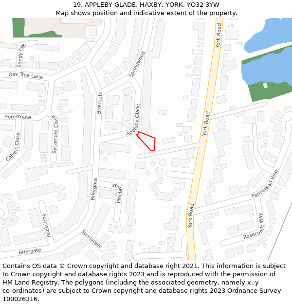 19, APPLEBY GLADE, HAXBY, YORK, YO32 3YW: Location map and indicative extent of plot