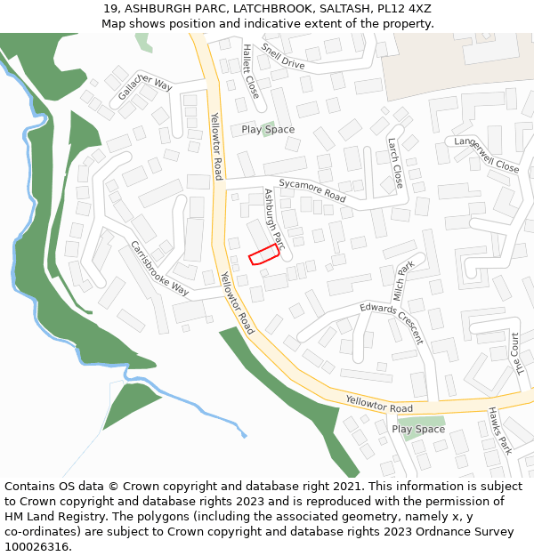 19, ASHBURGH PARC, LATCHBROOK, SALTASH, PL12 4XZ: Location map and indicative extent of plot