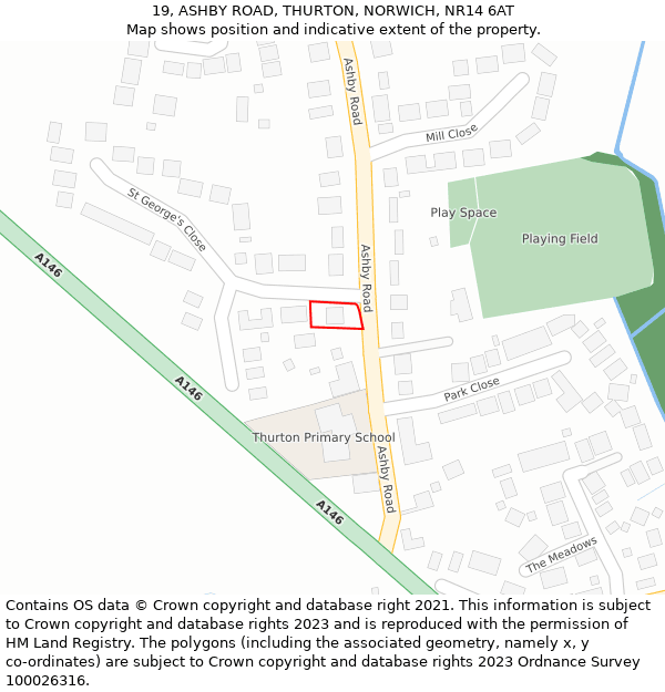 19, ASHBY ROAD, THURTON, NORWICH, NR14 6AT: Location map and indicative extent of plot