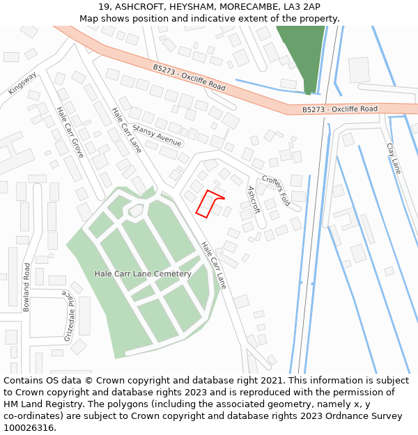 19, ASHCROFT, HEYSHAM, MORECAMBE, LA3 2AP: Location map and indicative extent of plot