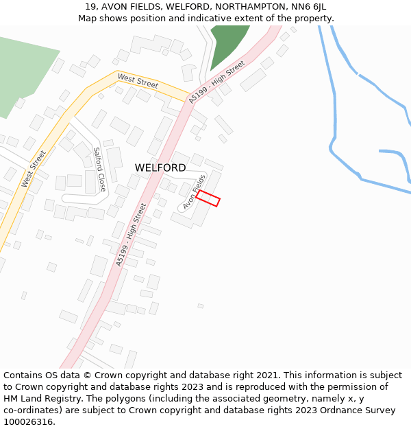 19, AVON FIELDS, WELFORD, NORTHAMPTON, NN6 6JL: Location map and indicative extent of plot