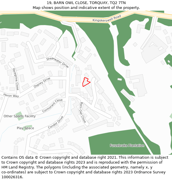 19, BARN OWL CLOSE, TORQUAY, TQ2 7TN: Location map and indicative extent of plot