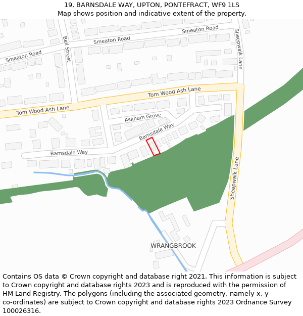 19, BARNSDALE WAY, UPTON, PONTEFRACT, WF9 1LS: Location map and indicative extent of plot