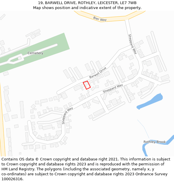 19, BARWELL DRIVE, ROTHLEY, LEICESTER, LE7 7WB: Location map and indicative extent of plot