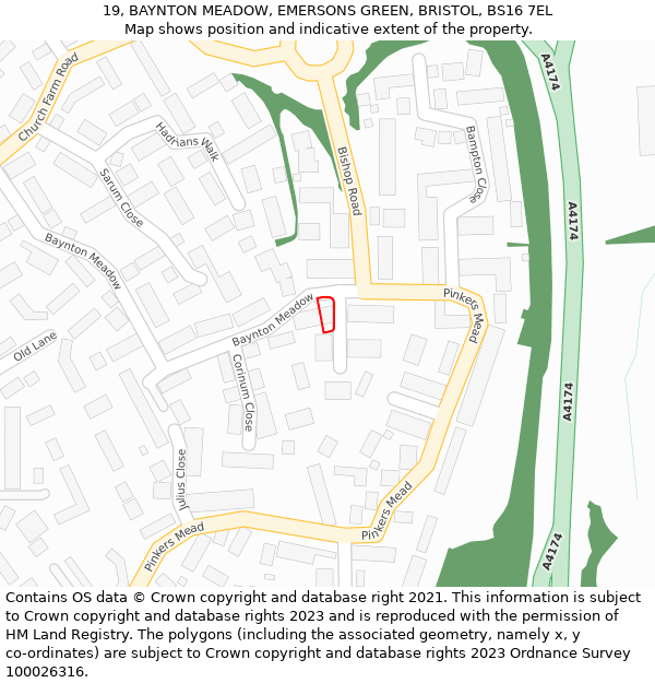 19, BAYNTON MEADOW, EMERSONS GREEN, BRISTOL, BS16 7EL: Location map and indicative extent of plot