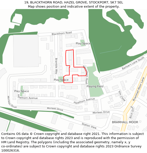 19, BLACKTHORN ROAD, HAZEL GROVE, STOCKPORT, SK7 5EL: Location map and indicative extent of plot