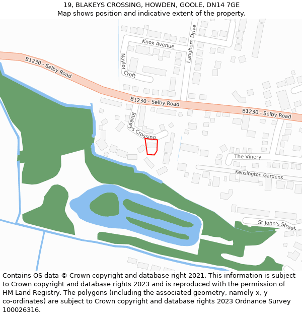 19, BLAKEYS CROSSING, HOWDEN, GOOLE, DN14 7GE: Location map and indicative extent of plot
