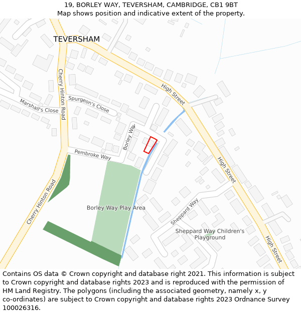 19, BORLEY WAY, TEVERSHAM, CAMBRIDGE, CB1 9BT: Location map and indicative extent of plot