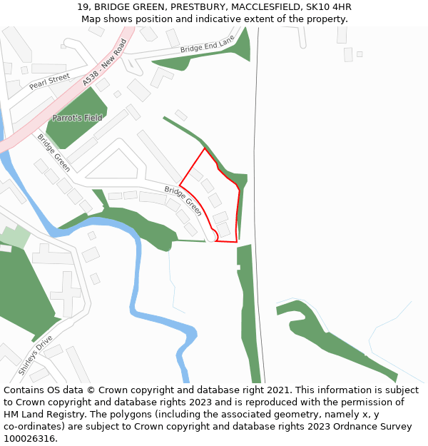 19, BRIDGE GREEN, PRESTBURY, MACCLESFIELD, SK10 4HR: Location map and indicative extent of plot