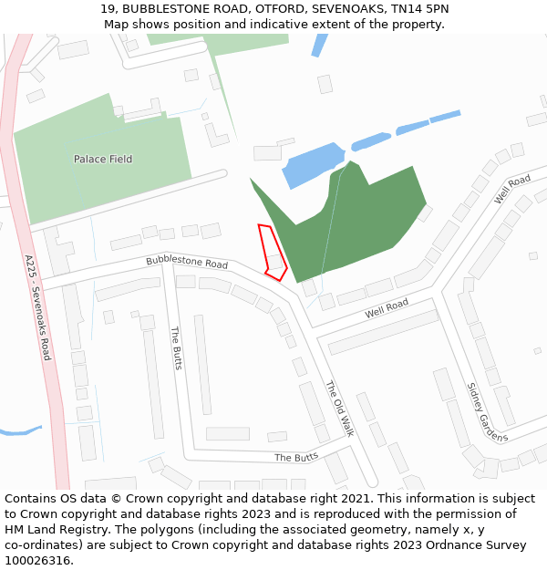 19, BUBBLESTONE ROAD, OTFORD, SEVENOAKS, TN14 5PN: Location map and indicative extent of plot