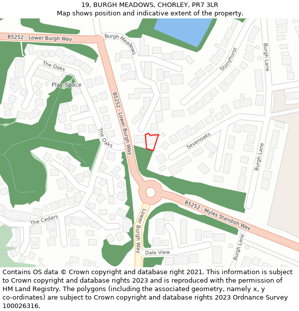 19, BURGH MEADOWS, CHORLEY, PR7 3LR: Location map and indicative extent of plot