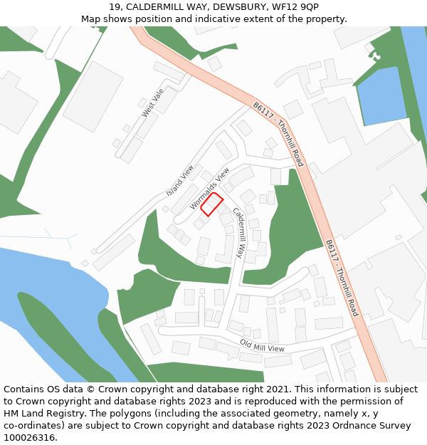 19, CALDERMILL WAY, DEWSBURY, WF12 9QP: Location map and indicative extent of plot