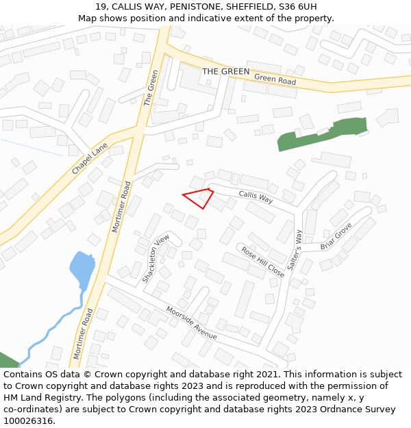 19, CALLIS WAY, PENISTONE, SHEFFIELD, S36 6UH: Location map and indicative extent of plot