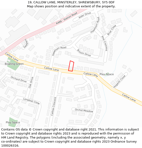 19, CALLOW LANE, MINSTERLEY, SHREWSBURY, SY5 0DF: Location map and indicative extent of plot