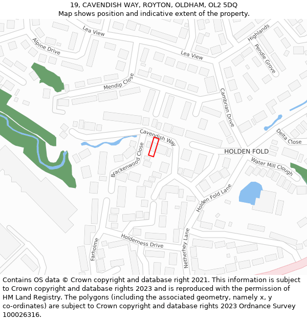 19, CAVENDISH WAY, ROYTON, OLDHAM, OL2 5DQ: Location map and indicative extent of plot