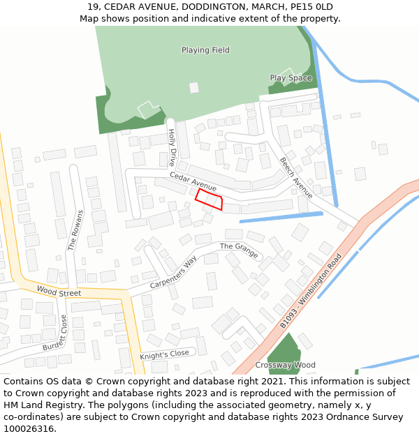 19, CEDAR AVENUE, DODDINGTON, MARCH, PE15 0LD: Location map and indicative extent of plot