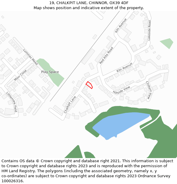 19, CHALKPIT LANE, CHINNOR, OX39 4DF: Location map and indicative extent of plot