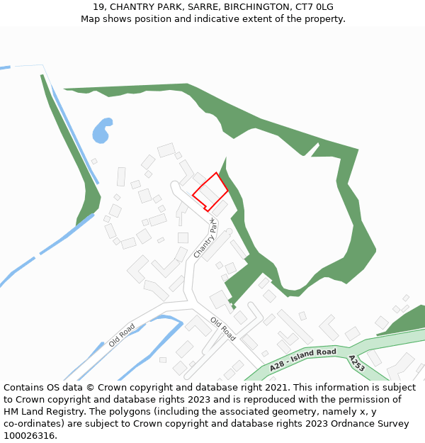 19, CHANTRY PARK, SARRE, BIRCHINGTON, CT7 0LG: Location map and indicative extent of plot