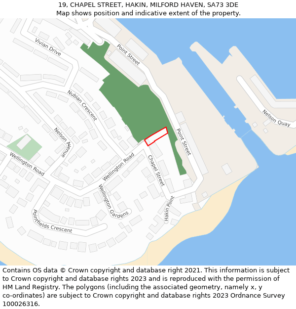 19, CHAPEL STREET, HAKIN, MILFORD HAVEN, SA73 3DE: Location map and indicative extent of plot
