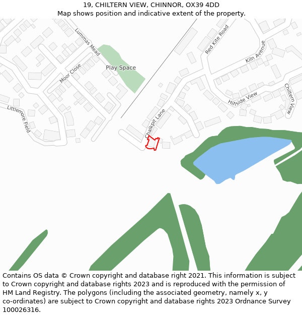 19, CHILTERN VIEW, CHINNOR, OX39 4DD: Location map and indicative extent of plot