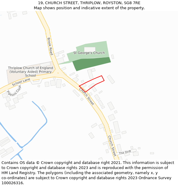 19, CHURCH STREET, THRIPLOW, ROYSTON, SG8 7RE: Location map and indicative extent of plot