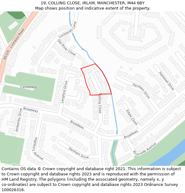 19, COLLING CLOSE, IRLAM, MANCHESTER, M44 6BY: Location map and indicative extent of plot