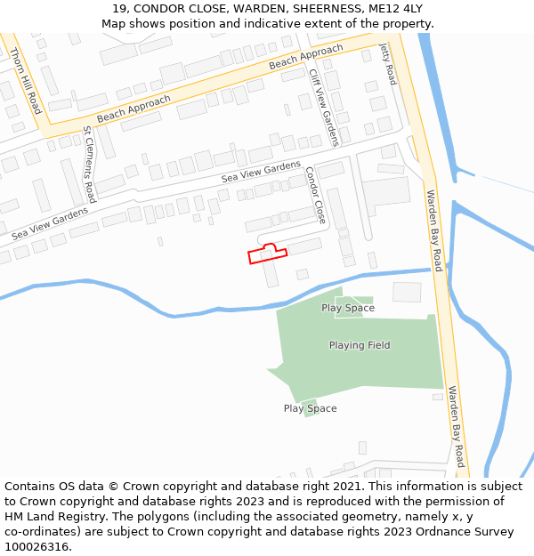 19, CONDOR CLOSE, WARDEN, SHEERNESS, ME12 4LY: Location map and indicative extent of plot