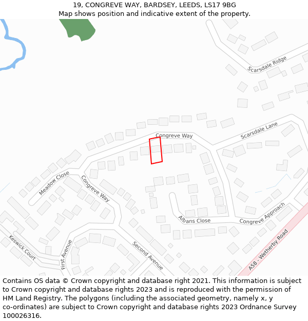 19, CONGREVE WAY, BARDSEY, LEEDS, LS17 9BG: Location map and indicative extent of plot