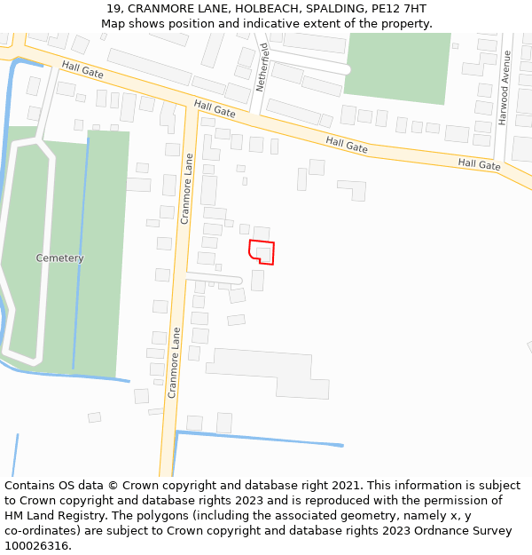 19, CRANMORE LANE, HOLBEACH, SPALDING, PE12 7HT: Location map and indicative extent of plot