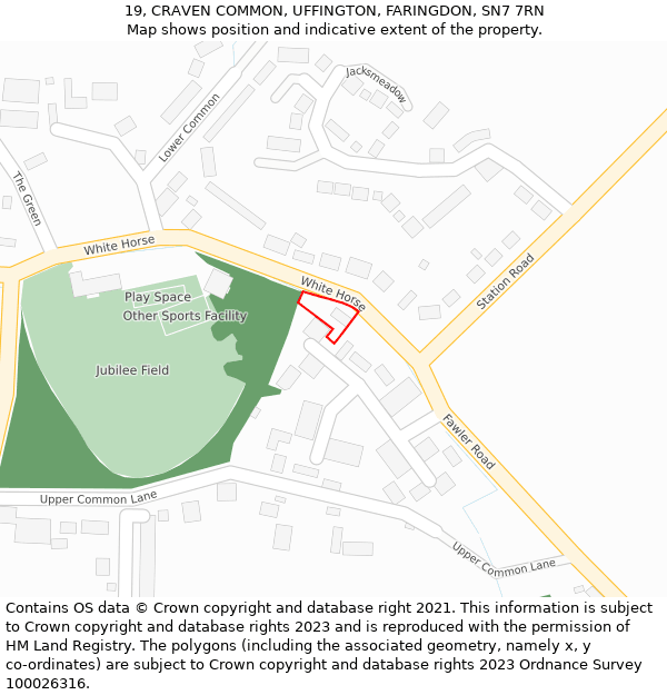 19, CRAVEN COMMON, UFFINGTON, FARINGDON, SN7 7RN: Location map and indicative extent of plot