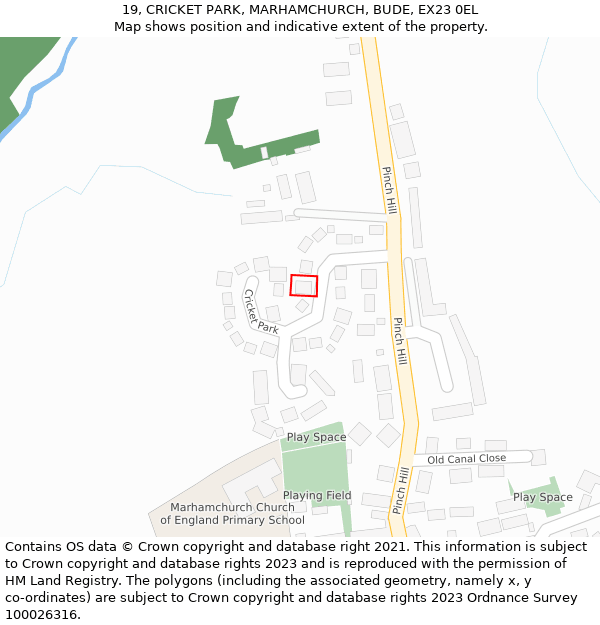 19, CRICKET PARK, MARHAMCHURCH, BUDE, EX23 0EL: Location map and indicative extent of plot