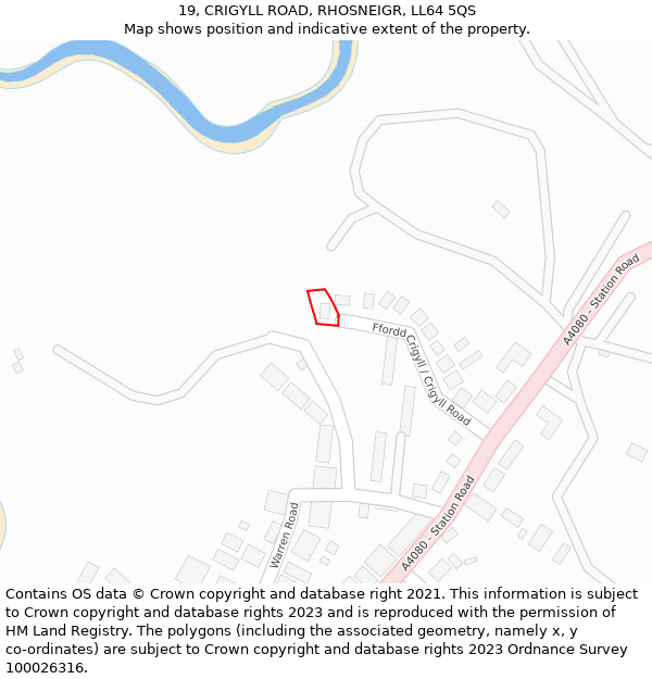 19, CRIGYLL ROAD, RHOSNEIGR, LL64 5QS: Location map and indicative extent of plot