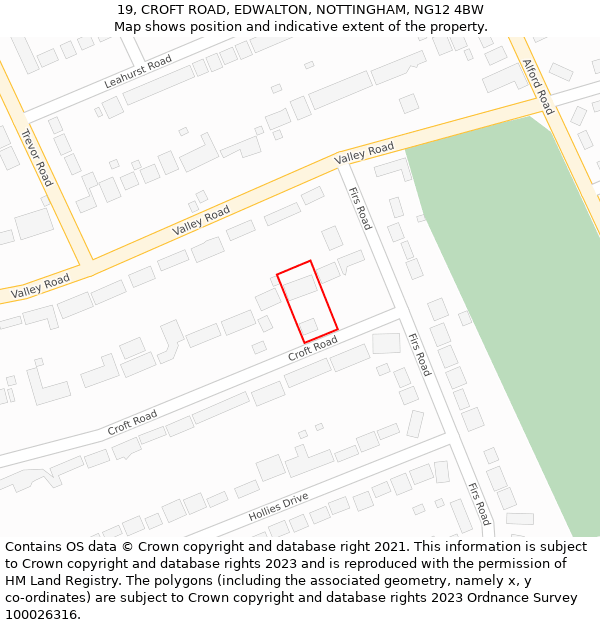 19, CROFT ROAD, EDWALTON, NOTTINGHAM, NG12 4BW: Location map and indicative extent of plot