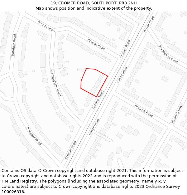 19, CROMER ROAD, SOUTHPORT, PR8 2NH: Location map and indicative extent of plot