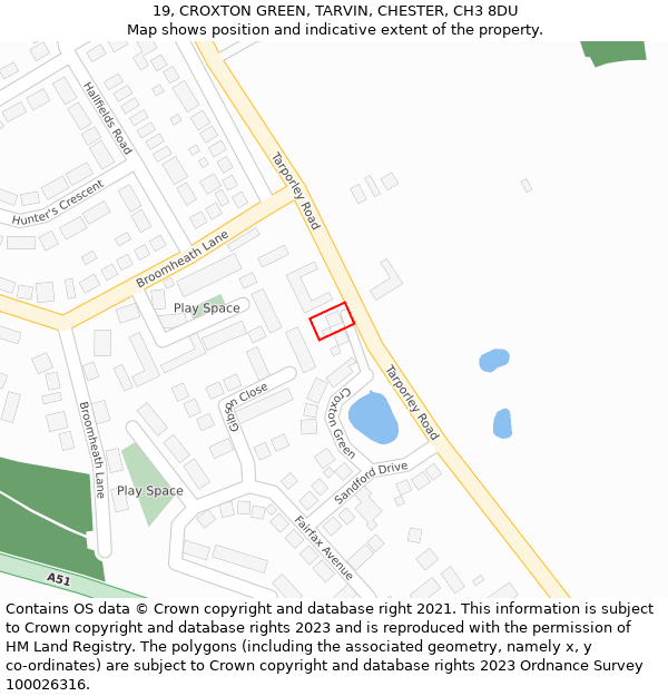 19, CROXTON GREEN, TARVIN, CHESTER, CH3 8DU: Location map and indicative extent of plot