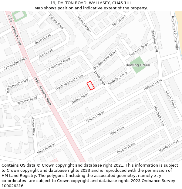 19, DALTON ROAD, WALLASEY, CH45 1HL: Location map and indicative extent of plot