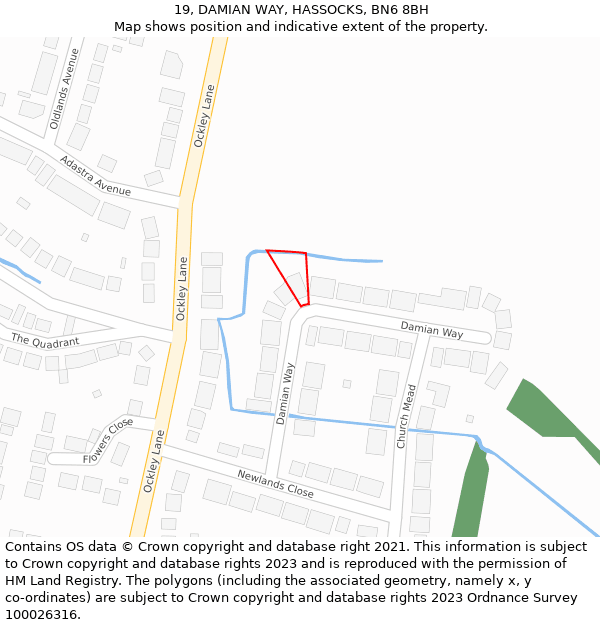 19, DAMIAN WAY, HASSOCKS, BN6 8BH: Location map and indicative extent of plot