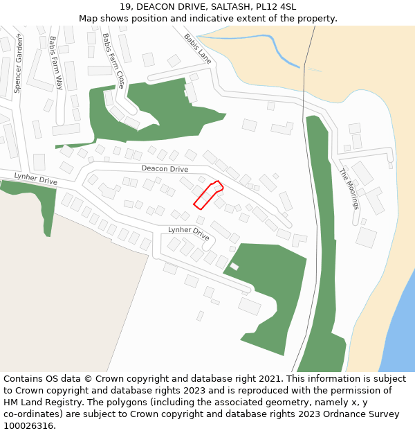 19, DEACON DRIVE, SALTASH, PL12 4SL: Location map and indicative extent of plot