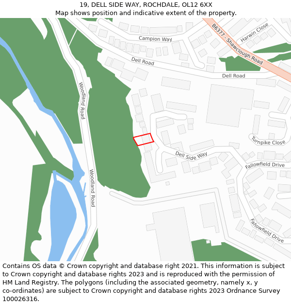 19, DELL SIDE WAY, ROCHDALE, OL12 6XX: Location map and indicative extent of plot