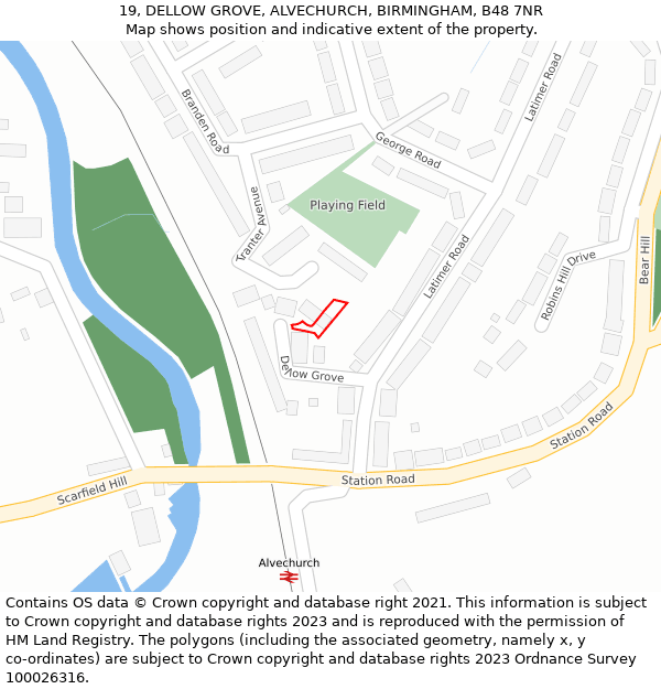 19, DELLOW GROVE, ALVECHURCH, BIRMINGHAM, B48 7NR: Location map and indicative extent of plot