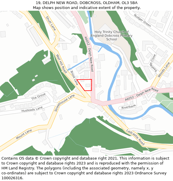 19, DELPH NEW ROAD, DOBCROSS, OLDHAM, OL3 5BA: Location map and indicative extent of plot