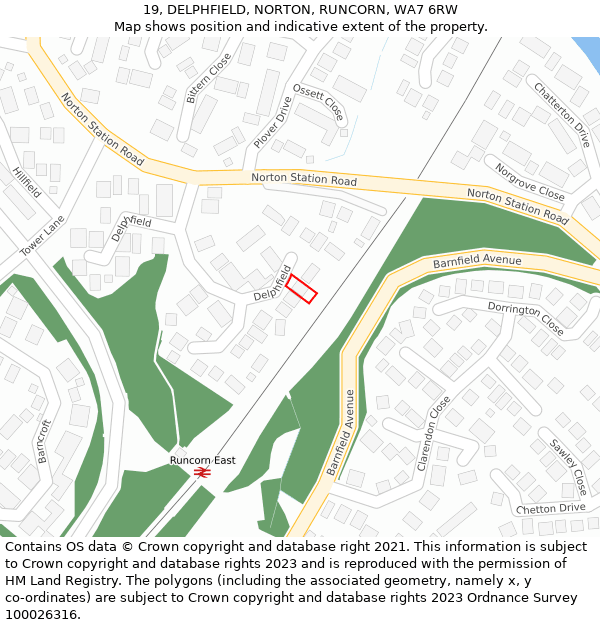19, DELPHFIELD, NORTON, RUNCORN, WA7 6RW: Location map and indicative extent of plot