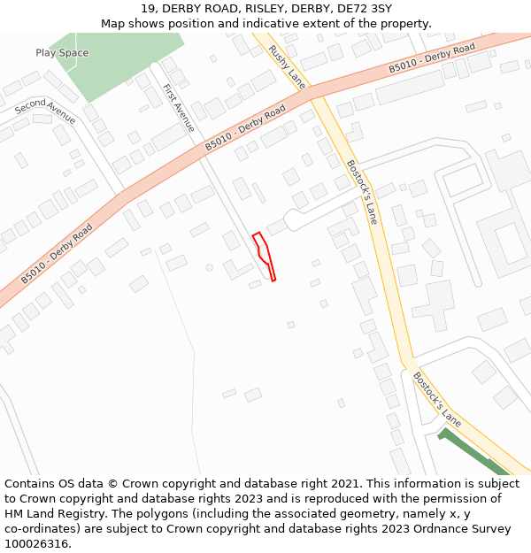 19, DERBY ROAD, RISLEY, DERBY, DE72 3SY: Location map and indicative extent of plot