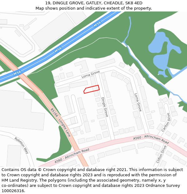 19, DINGLE GROVE, GATLEY, CHEADLE, SK8 4ED: Location map and indicative extent of plot