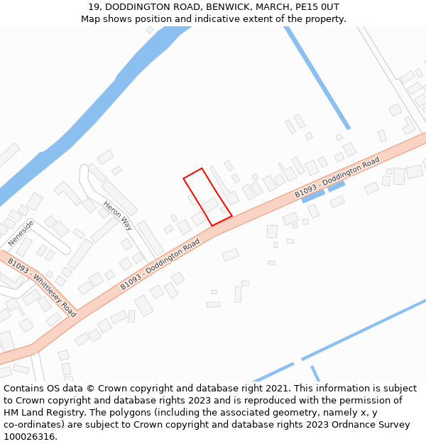 19, DODDINGTON ROAD, BENWICK, MARCH, PE15 0UT: Location map and indicative extent of plot