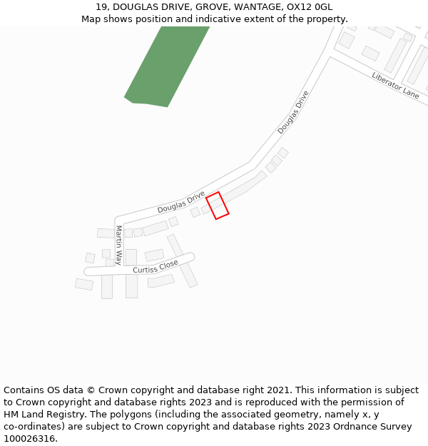 19, DOUGLAS DRIVE, GROVE, WANTAGE, OX12 0GL: Location map and indicative extent of plot